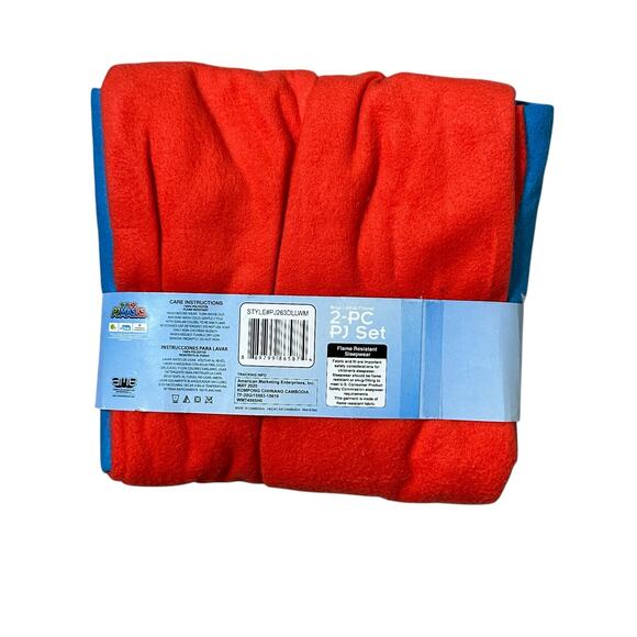 NWT PJ Masks Fleece Pajama Set Kids 4T Blue Red Heroes Cartoon Cozy Soft - Picture 3 of 4